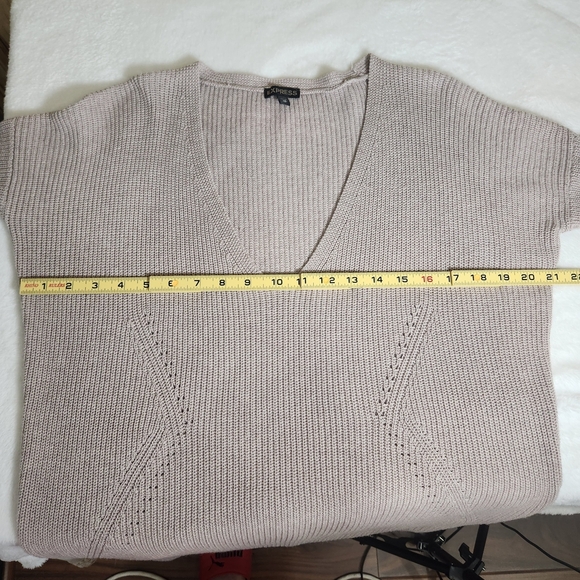 2 For 20 Express Women's V-Neck Sweater - Light Gray 100% Coton - Picture 6 of 11